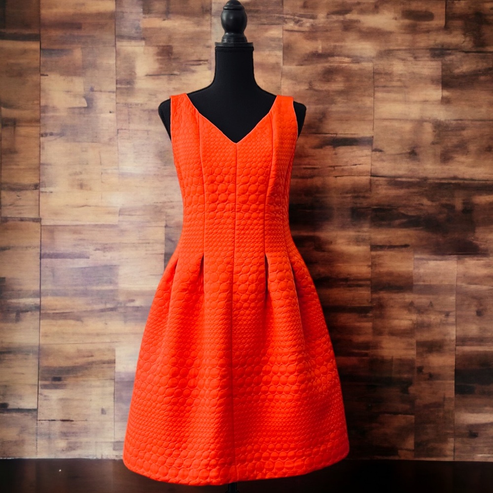 Just… Taylor Orange Fit & Flare Sleeveless Dress